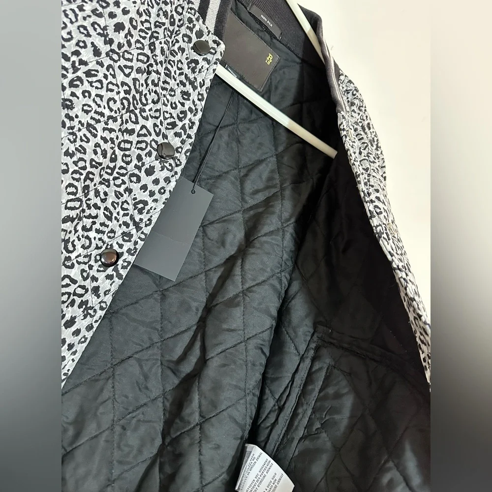 R13 shrunken‎ quilted roadie jacket silk leopard - Picture 16 of 16